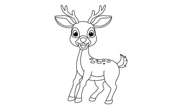 Download Cute Deer Cartoon Vector Coloring Page - Premium Resources
