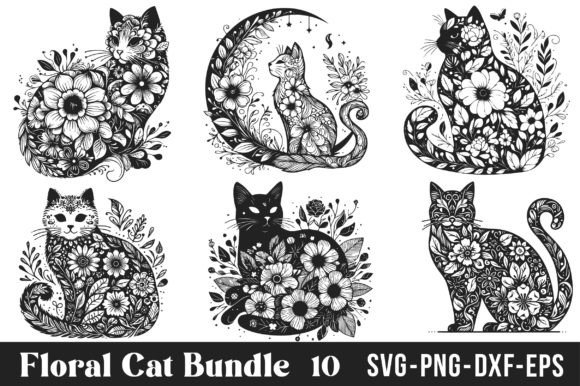 Download Floral Cat SVG Bundle - Cat Collection