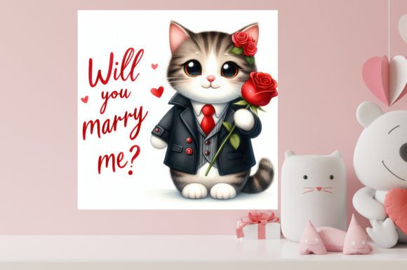 Download Valentines Cute Cat Illustration - Cat Collection