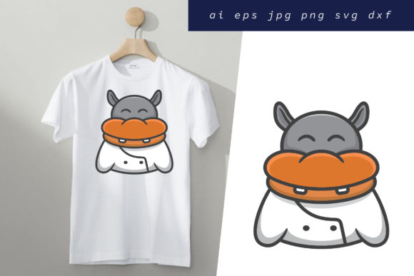 Download Bread Hippo Illustration Design - Hippo Collection