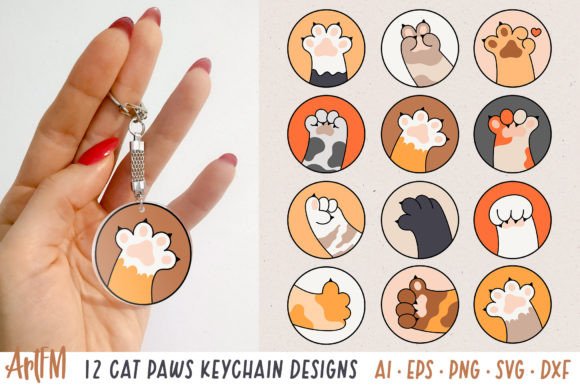 Download Cat Paw Round Vector Illustrations - Cat Collection