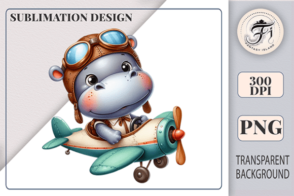 Download Cute Hippo Pilot Sublimation Clipart PNG - Hippo Collection