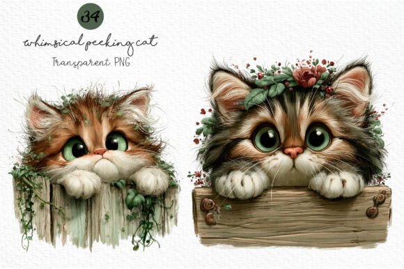 Download Whimsical Peeking Cat Clipart - Cat Collection
