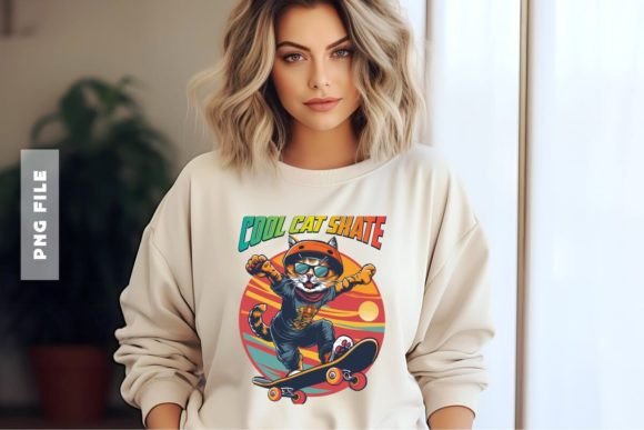Download Cool Cat Skate T-shirt Design - Cat Collection
