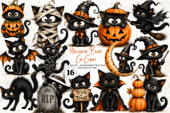 Download Halloween Black Cat Clipart PNG - Cat Collection