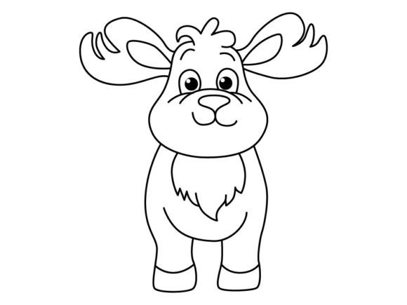 Download Funny Deer Cartoon for Coloring Book. - Deer cartoon Collection