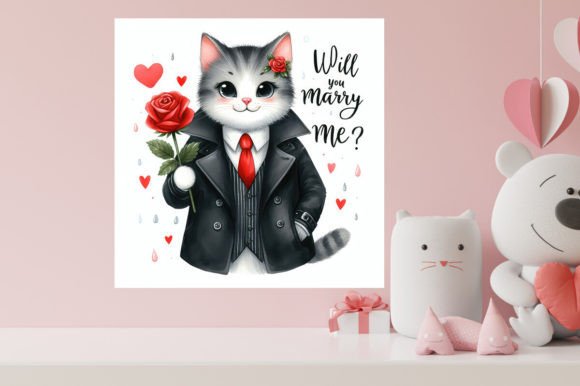Download Valentines Cute Cat Illustration - Cat Collection