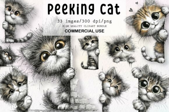 Download Whimsical Peeking Cat Clipart - Cat Collection