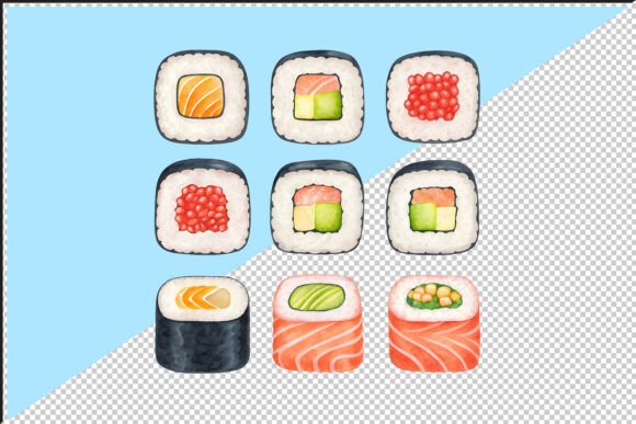 Download Sushi Rolls with Salmon and Avocado PNG - Avocado png Collection