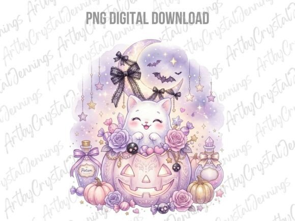 Download Pastel Halloween Cat Pumpkin Clipart PNG - Cat Collection