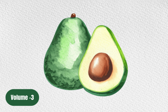 Download Watercolor Avocado Clipart PNG Volume –3 - Premium Resources