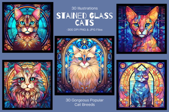 Download Stained Glass Cat Illustration Art - Cat Collection